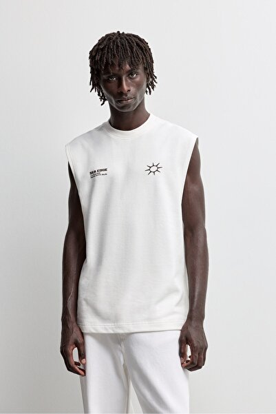 LEFTIES Baskılı sıfır kol sweatshirt