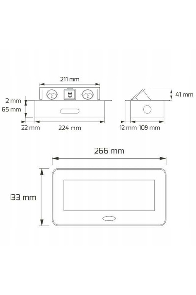 NO BRAND Prelungitor de masă KOMBIBOX cu 2 prize + USB + USB-C, negru, 1,5 m
