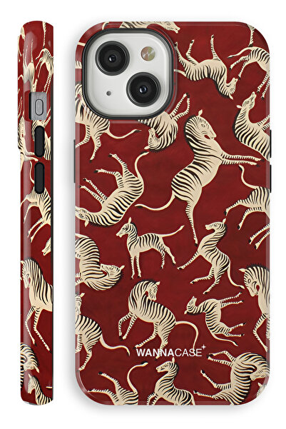 WANNACASE iPhone 13 Crimson Herd Çift Katmanlı Essential Tough Telefon Kılıfı