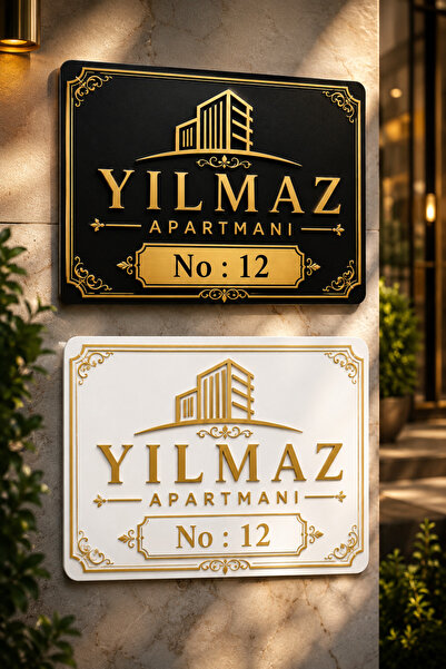 KORKMAZ GROUP Levha Kişiye Özel Apartman Levhası 25x35 cm | İsim ve Kapı No Y...