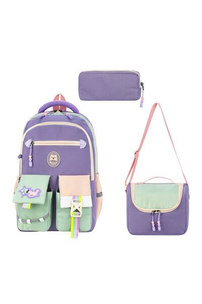 Dadacuq حقيبة مدرسية متعددة الأقسام من 'KIDS BAGS' مع حقيبة غداء وحافظة أقلام...