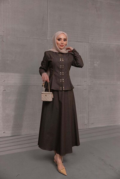 Bwest Jeans Skirt Set - Brown