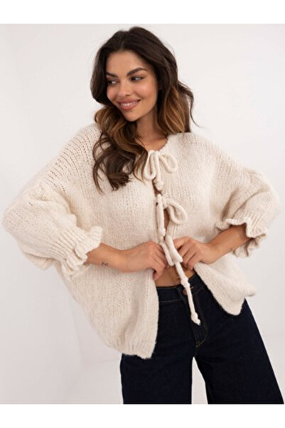 Italy Moda Women's 3/4 sleeve sweater, high neck, italian fashion, beige casu...