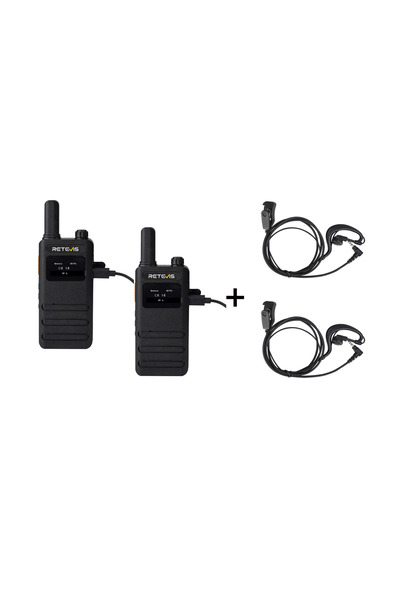Retevis B63S ΠΟΜΠΟΔΕΚΤΗΣ, PMR16 + 2x ακουστικό με G-Hook C9239A, Μαύρο
