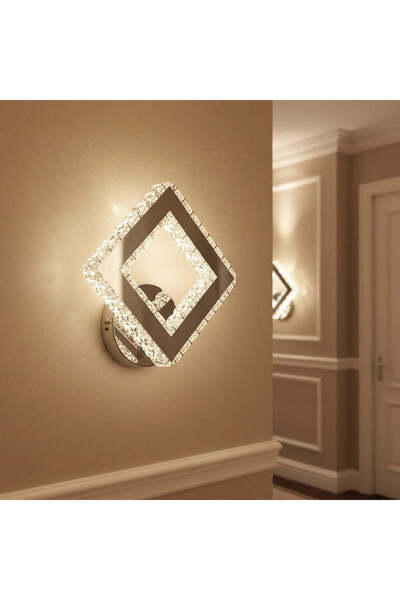 iTin Aplică LED AP2881 cu Cristale, Patrat, 23.4W, Lumină Rece/Caldă/Neutră, ...