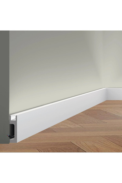 MallDeco Plinta alba decorativa duropolimer pentru LED, latime 80 mm lungime ...