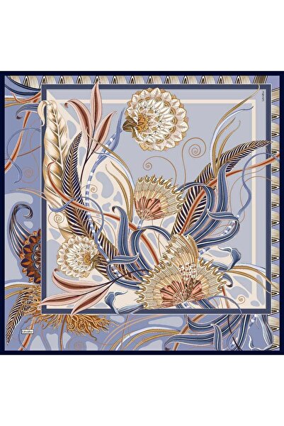 Levidor Blue Ivy Detailed Twill Silk Scarf
