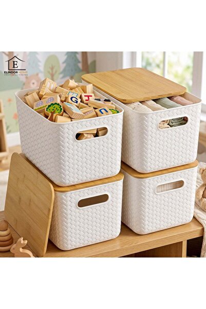 Elindor Set de 4 Elindor ®   Cutii de depozitare cu capac, Organizator pentru...