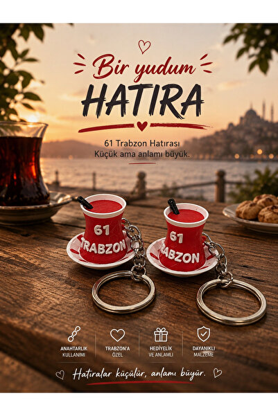 seymen bıçakçılık مجموعة من 2 سلسلة مفاتيح على شكل كوب شاي مصغر من طرابزون 61...
