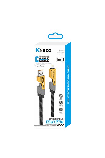 NEZO N-C107 4-In-1 Fast Charging & Data Cable – 65W/27W PD Super Fast Chargin...