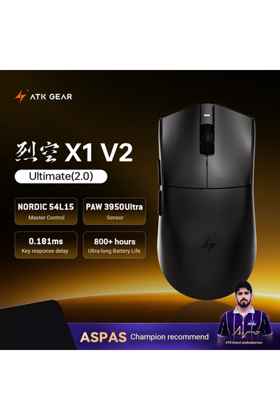 Choice3 X1V2 Ultimate Black ATK Blazing Sky X1 V2 Wireless Gaming Mouse Dual-...