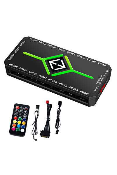 Choice1 ANENG black ARGB PWM Fan Hub Adapter With ARGB Controller 1To9 Port 5...