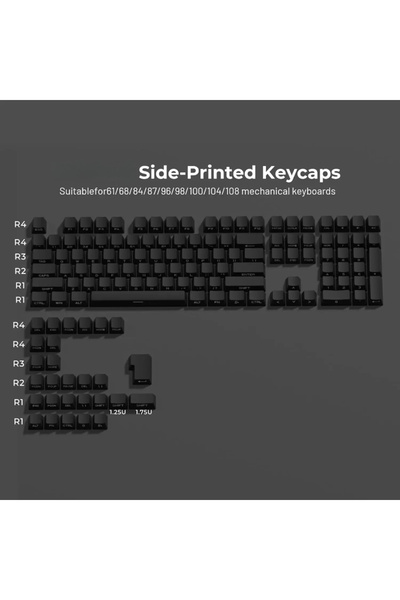 Choice5 Black Black / White Series Keycaps Dark Cool Style Side-lit Key Caps ...
