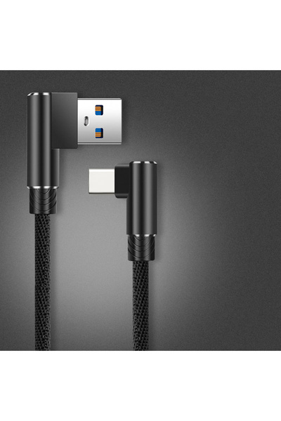 Choice 0.25m Black 90° Elbow 5A 40W USB C Cable USB To Type C Fast Charger Ca...