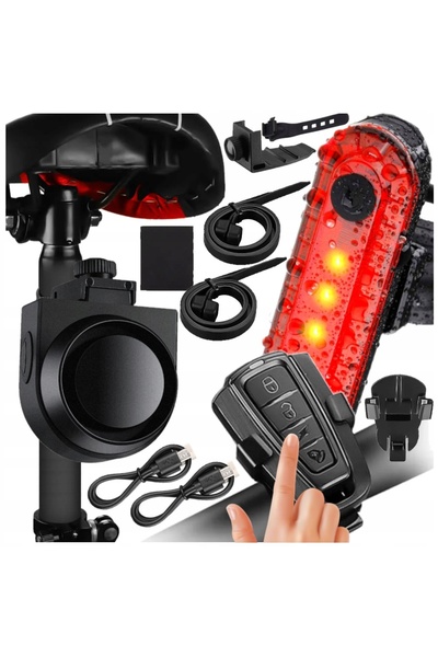 Stator Alarmă antifurt pentru bicicletă cu telecomandă, kit 2 în 1 + Lumină L...