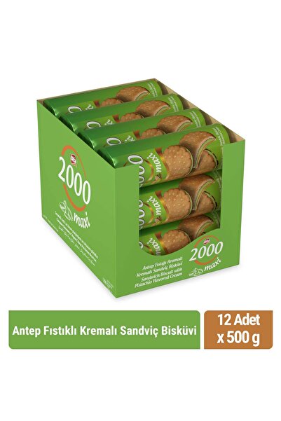 Bifa 2000 Antep Fıstıklı Kremalı Sandviç Bisküvi 500gr x 12 Adet