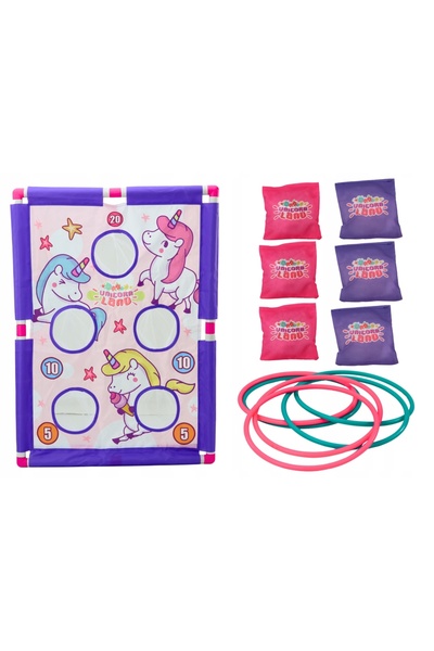 LeanToys Joc de împușcare a inelelor și joc de societate cu unicorn 2-în-1
