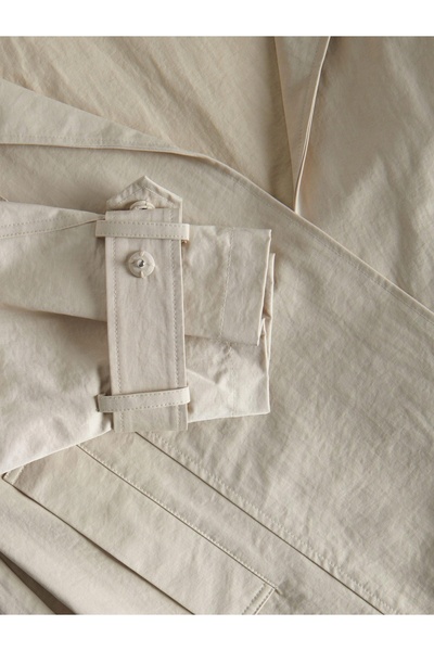 NO BRAND Trench coat cu cordon supradimensionat, clasic, din bumbac, bej, net...