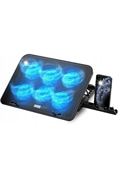NO BRAND Suport de răcire pentru laptop 12-17 inch, 6 ventilatoare LED, 5 niv...