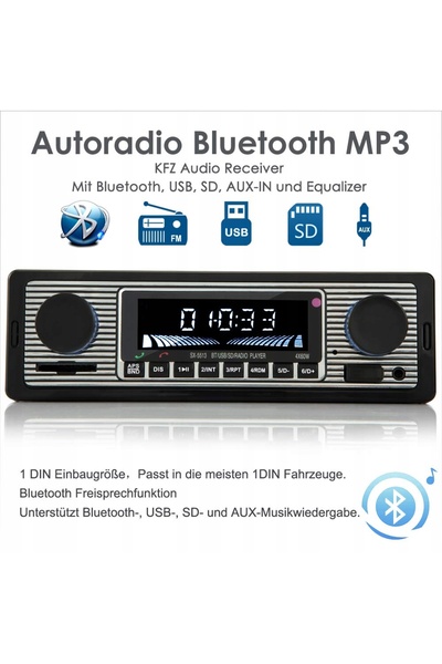 NO BRAND Radio auto SX-5513 AUX USB MP3 SD 4x60 Bluetooth Design retro + tele...
