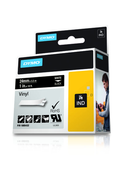 NO BRAND Bandă de vinil Dymo Rhino 1805432 24mm X 5,5m Alb pe negru