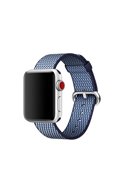 NO BRAND Curea Apple Watch din nailon țesut, albastru miez de noapte, cu mode...