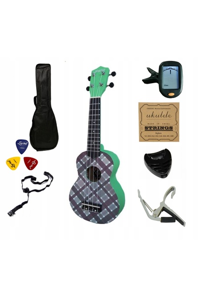 NO BRAND Ukulele Soprano Jeremi S3-Kz din lemn de molid, cu dungi grafice, sp...