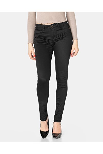 NO BRAND Pantaloni negri de damă skinny din bumbac elastic cu talie înaltă 15...