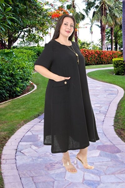 Truva XXL Plus Size Muslin Dress with Pockets and Pendant