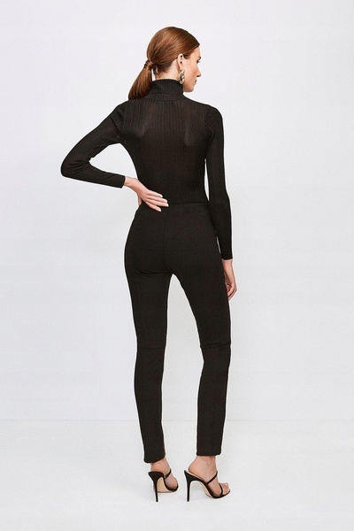 NO BRAND Colanți Karen Millen clasici, din piele neagră, cu croială mulată, m...