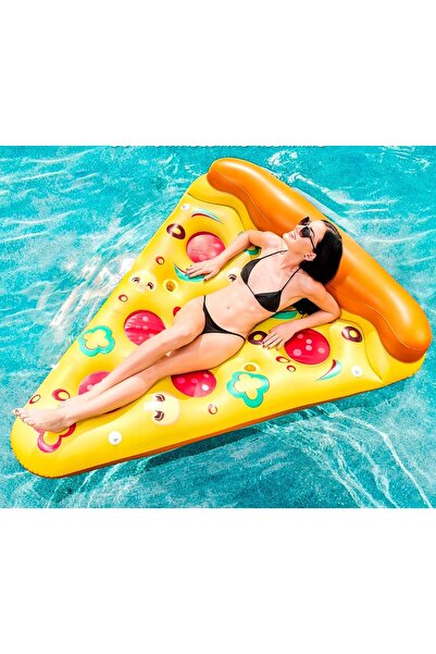 NO BRAND Saltea gonflabilă Pizza Beach mare pentru plajă, înot și cu suport p...