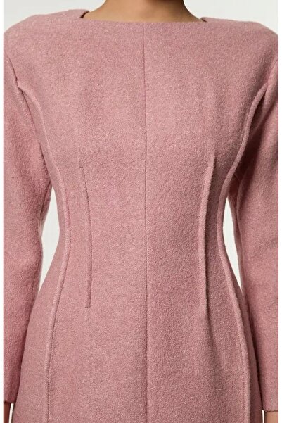 NO BRAND Rochie mini roz texturată, tip creion, cu fermoar, Karen Millen 38