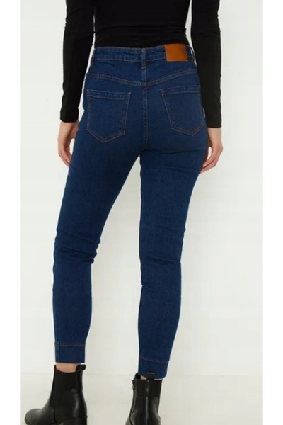 NO BRAND Blugi clasici bleumarin tubular cu talie înaltă din bumbac Oasis 36