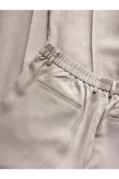 NO BRAND Pantaloni Bej Neted Clasic Simplu Buzunare Kant Lungi 52