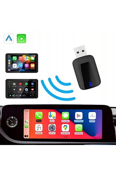 NO BRAND ADAPTOR WIRELESS ANDROID AUTO CARPLAY 2 ÎN 1 PLUG AND PLAY MINI CAR AI