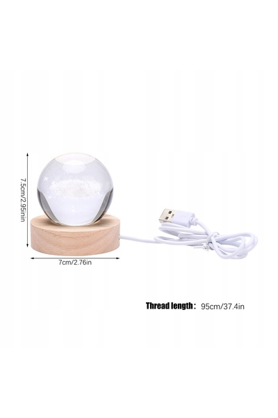 NO BRAND Sferă de lună din cristal cu iluminare LED, Lampă de noapte 3D cu lună