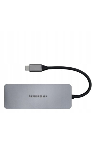 Silver Monkey Adaptor USB-C - HDMI, 3xUSB, USB-C, PD 100W