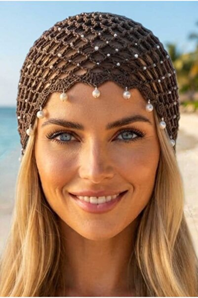 Mood Agenda قبعة نسائية من الكروشيه مزينة باللؤلؤ، إكسسوارات شاطئية بوهيمية، ...