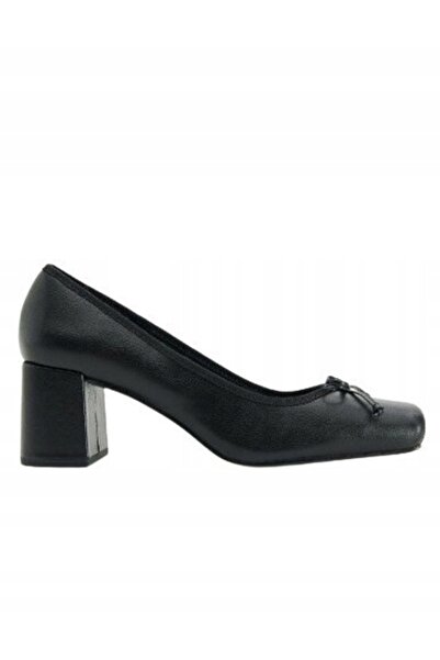 NO BRAND Pantofi negri din piele cu toc, simpli, clasici, cu fundă, Reserve 36