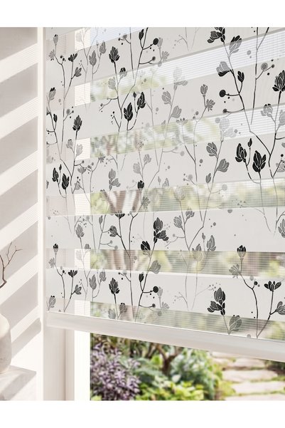AD Home Siyah Beyaz Modern Çizgi Sanatı Dijital Baskılı Estetik Zebra Perde