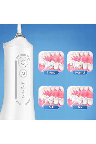 NO BRAND Irigatoare dentară fără fir, 4 moduri, 300ml, 4 duze, IPX7