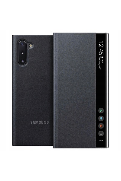 NO BRAND Husă tip carte cu fereastră transparentă pentru Samsung Note10 Negru