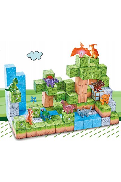 NO BRAND Set mare de blocuri magnetice 3D de construcție, blocuri pixel dinoz...
