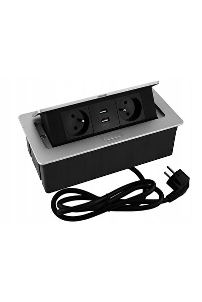 NO BRAND Priză dublă de mobilier cu USB, dreptunghiulară, pentru blat, bucătă...