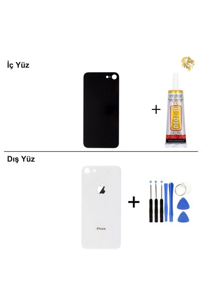 ARSKİNG iPhone 8G Gümüş Arka Kapak Arka Cam Batarya Kapağı Lazer Kesim Kapak ...