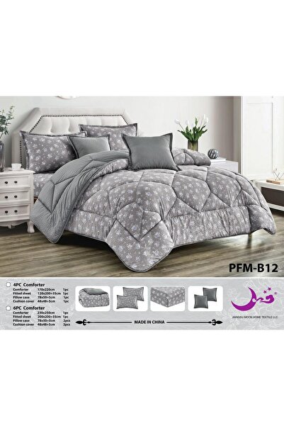 Moon Microfiber Summer Reversible Comforter 4Pcs - Elegant Trellis Design wit...