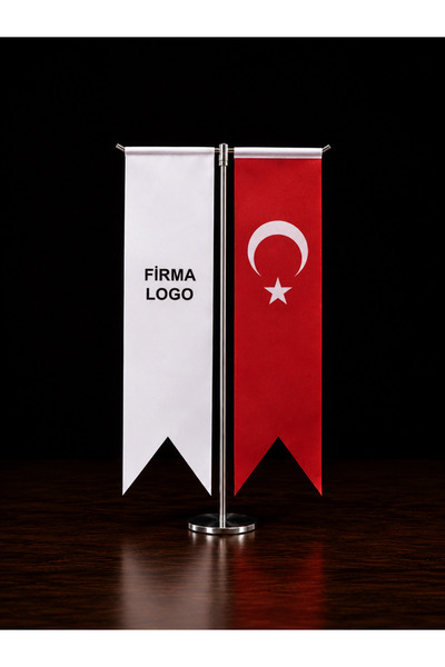 Genel Markalar Kişiye Özel Baskılı T Tipi Masa Bayrağı