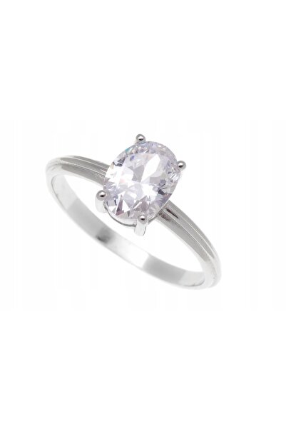 NO BRAND Inel din argint placat cu rodiu cu zirconiu cubic, mărimea 20