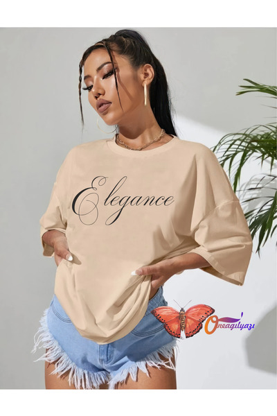 H&GHAMLEGİYİM ELEGANCE DESIGN T-shirt od četkastog pamuka sa širokim krojem i...
