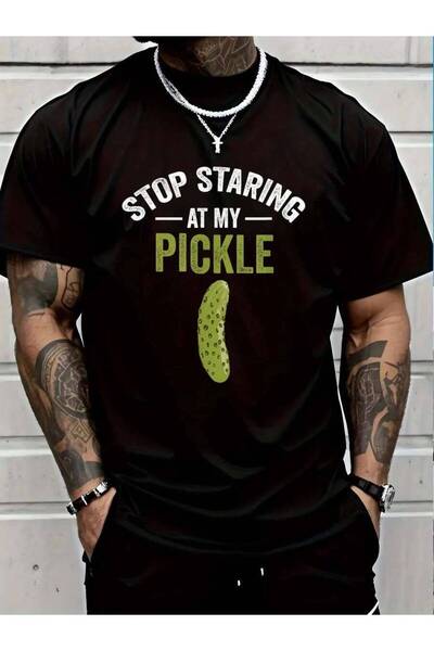 799 100% Cotton Stop Staring At My Halloween Pickle Costume Adult T-Shirt Men...
